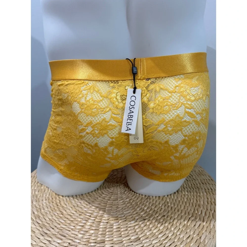 Cosabella Never Say Never Lace Classic Trunk Boxer Brief yellow size S